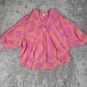 Ivy Jane Sheer Pink Orange Pink Pullover Top Size M/L